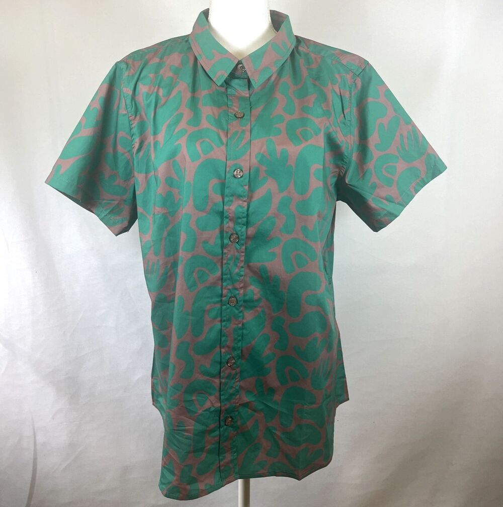 Wildfang The Essential Button Up Casual Shirt Abstract Short Sleeve NWT Size XS